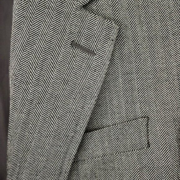 Izod Blazer Men 40R Gray 100% Silk Sport Coat 2 Button Blazer Herringbone Jacket - Picture 3 of 11